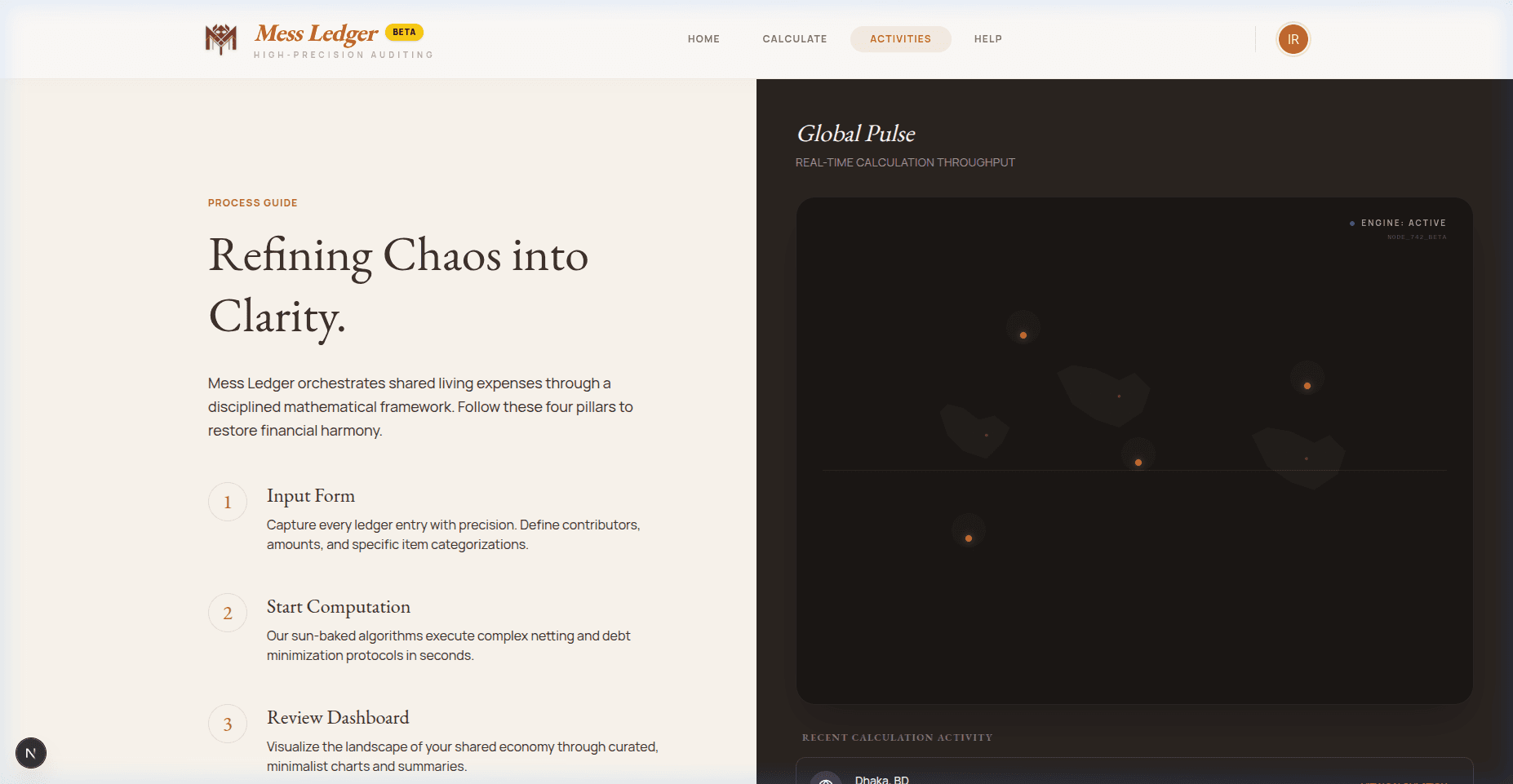 Mess Ledger Global Activity Feed
