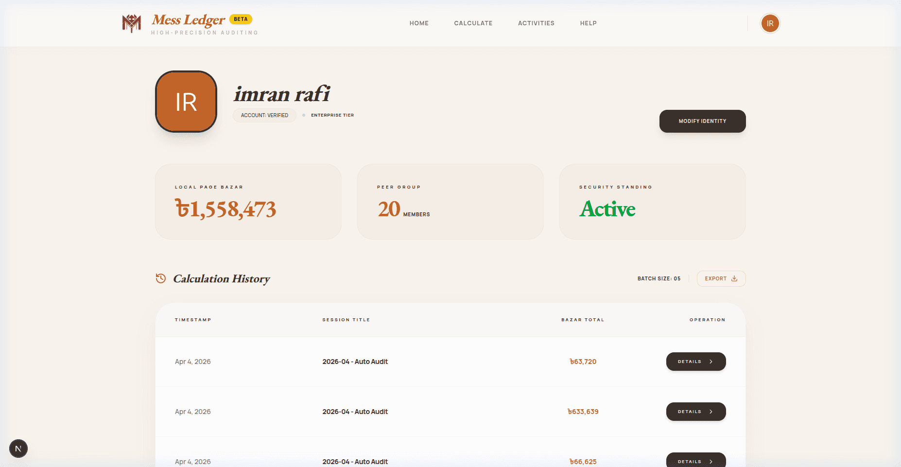 Mess Ledger Dashboard